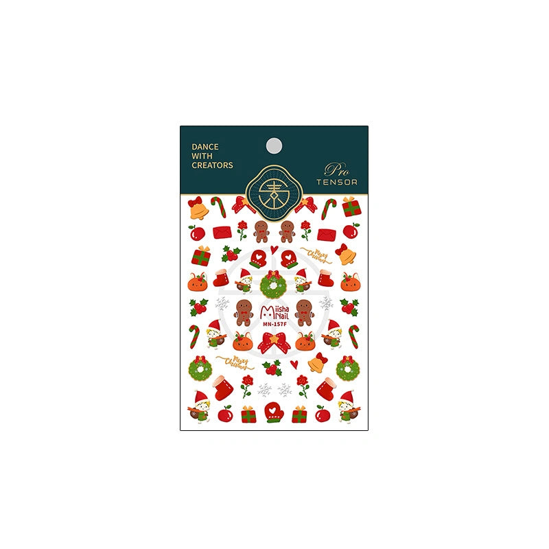 Christmas nail sticker set packaging – cute festive holiday nail art decals
