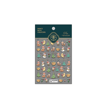 Hand Drawn Christmas Nail Stickers – Festive Character Designs (378)