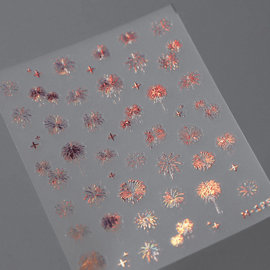 Fireworks Nail Decal, Star Nail Decals Embossed Nail Stickers (423) - TensorNailArt