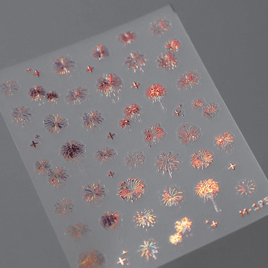 Fireworks Nail Decal, Star Nail Decals Embossed Nail Stickers (423) - TensorNailArt