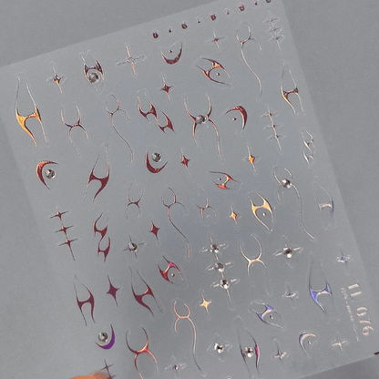Gold and Silver Star Nail Stickers, Diamond Nail Decals, Nail Stickers (447) - TensorNailArt