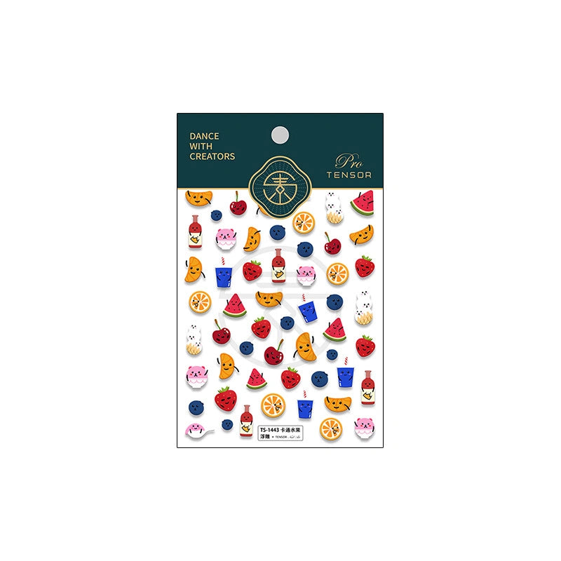 Cartoon Fruit Nail Stickers – Strawberry, Watermelon, Orange & Banana Designs (45)