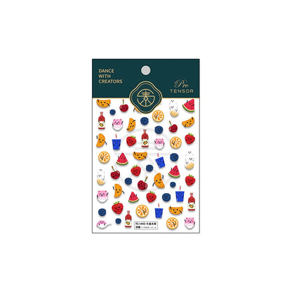 Cartoon Fruit Nail Stickers – Strawberry, Watermelon, Orange & Banana Designs (45)