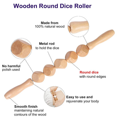 Dice Wooden Cellulite Massage Roller Maderotherapy Tool - Natural Massager