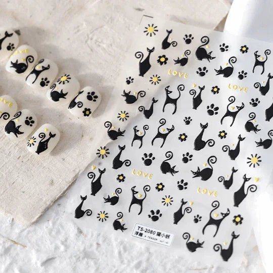 Black Cat Nail Decal