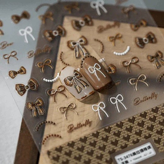 Brown Bow Nail Stickers