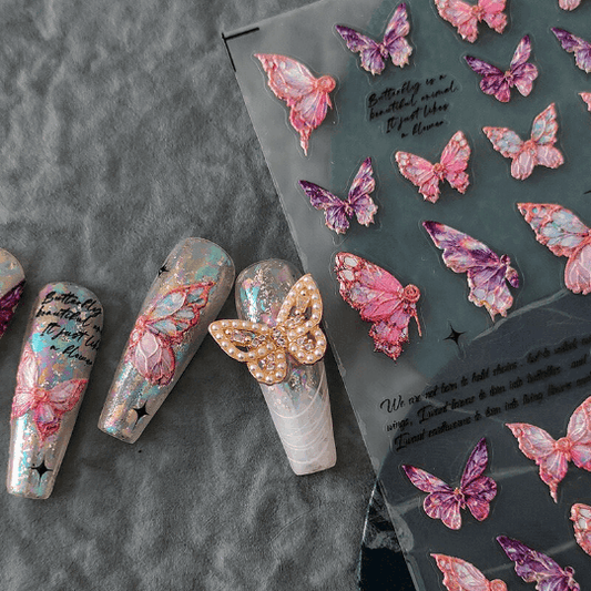 Pink Butterfly Nail Stickers