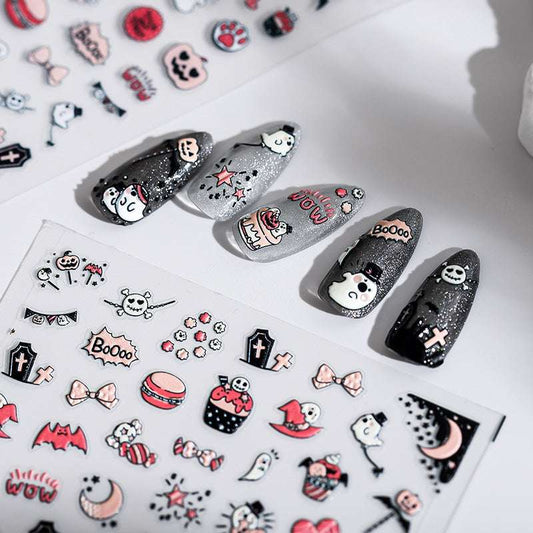 5D Pink Halloween Nail Stickers