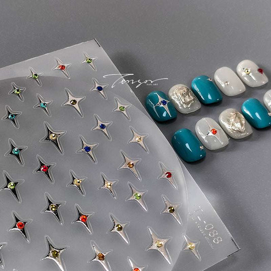 Star & Diamond Nail Stickers, Diamond Nail Decals(437) - TensorNailArt