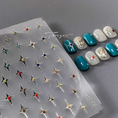 Star & Diamond Nail Stickers, Diamond Nail Decals(437) - TensorNailArt