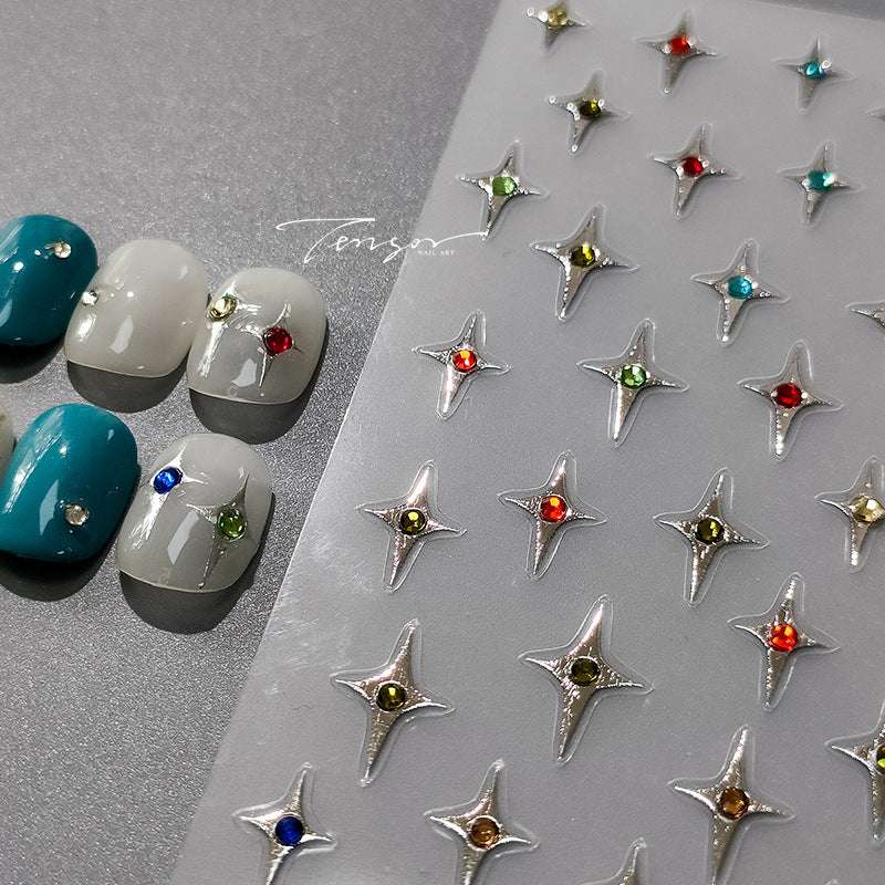 Star & Diamond Nail Stickers, Diamond Nail Decals(437) - TensorNailArt