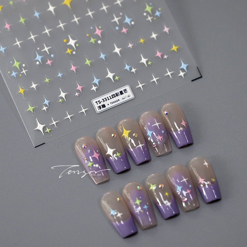 Multicolor Star Nail Decals