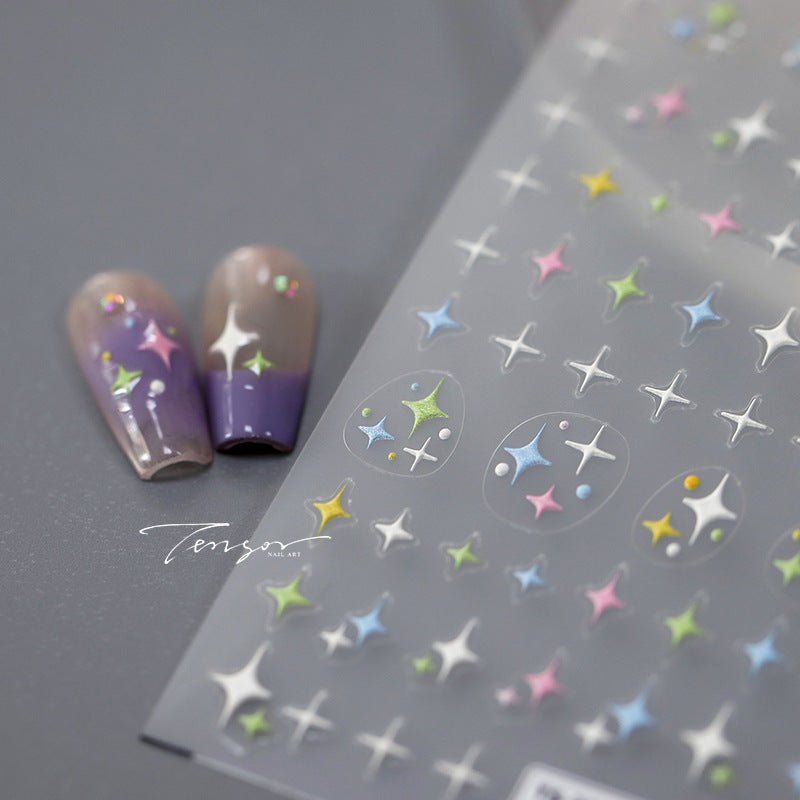5D Colorful Star Nail Art Stickers