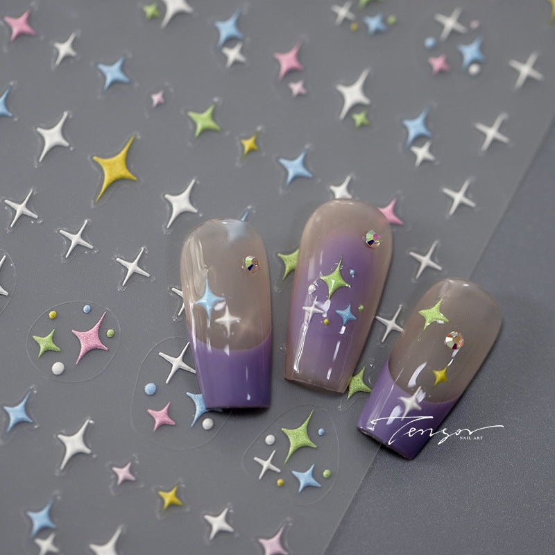 3D Colorful Star Nail Art Stickers