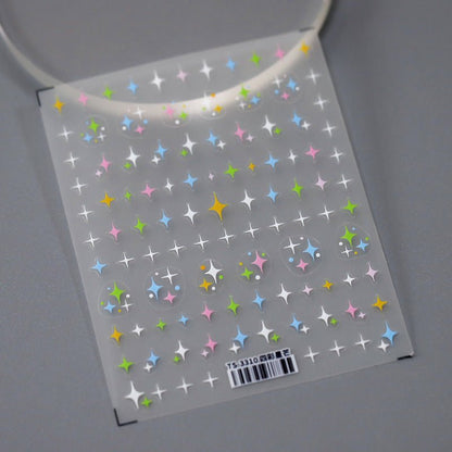5D Colorful Star Nail Art Stickers (436) - TensorNailArt
