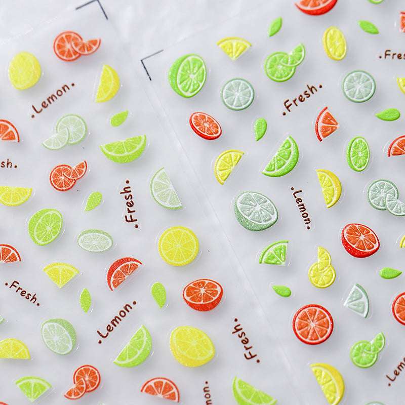 5D Fruits Nail Art Stickers, Lemon Embossed Nail Stickers (305） - TensorNailArt