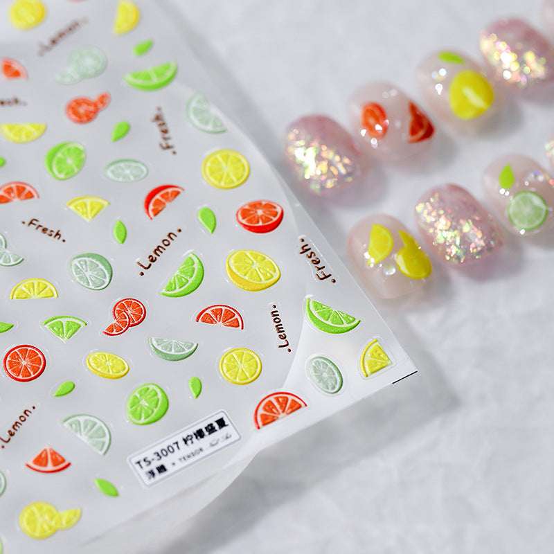 5D Fruits Nail Art Stickers, Lemon Embossed Nail Stickers (305） - TensorNailArt