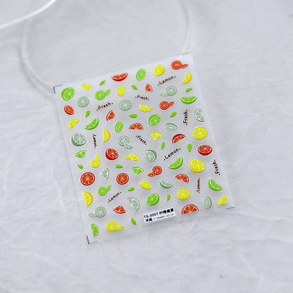 5D Fruits Nail Art Stickers, Lemon Embossed Nail Stickers (305） - TensorNailArt