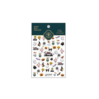 5D Halloween Nail Art Stickers: Witch, Ghost, Bat, Skull (351) - TensorNailArt