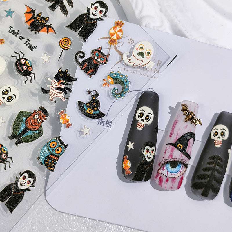 5D Halloween Nail Sticker, Ghost, Pumpkin Nail Art Decal (224) - TensorNailArt