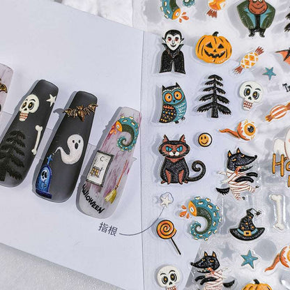 5D Halloween Nail Sticker, Ghost, Pumpkin Nail Art Decal (224) - TensorNailArt