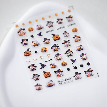 5D Halloween Witch Nail Art Stickers (356) - TensorNailArt