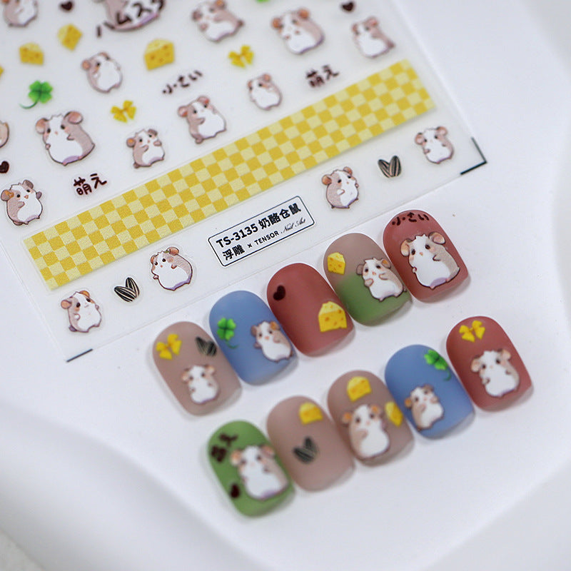 5D Hamster Nail Art Stickers