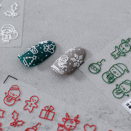 5D Hollow Christmas Nail Stickers, Deer Nail Decals, Gift Nail Art Stickers (373) - TensorNailArt