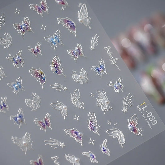 5D Ombre Butterfly Nail Art Stickers, Blue & Purple Ombre Butterfly (451) - TensorNailArt