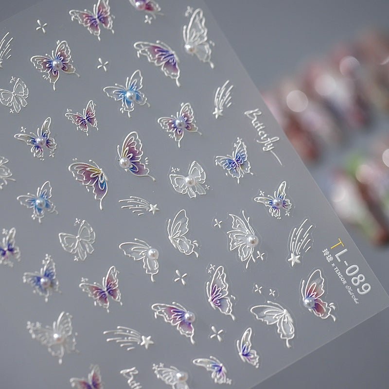 5D Ombre Butterfly Nail Art Stickers, Blue & Purple Ombre Butterfly (451) - TensorNailArt