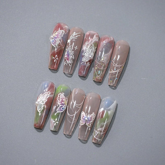 5D Ombre Butterfly Nail Art Stickers, Blue & Purple Ombre Butterfly (451) - TensorNailArt