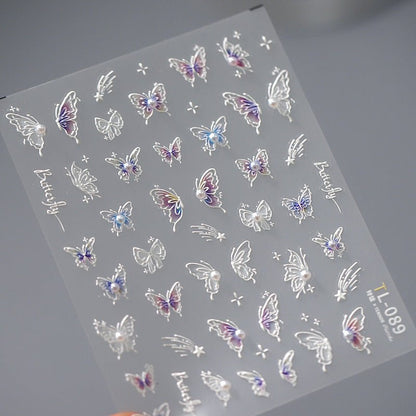 5D Ombre Butterfly Nail Art Stickers, Blue & Purple Ombre Butterfly (451) - TensorNailArt