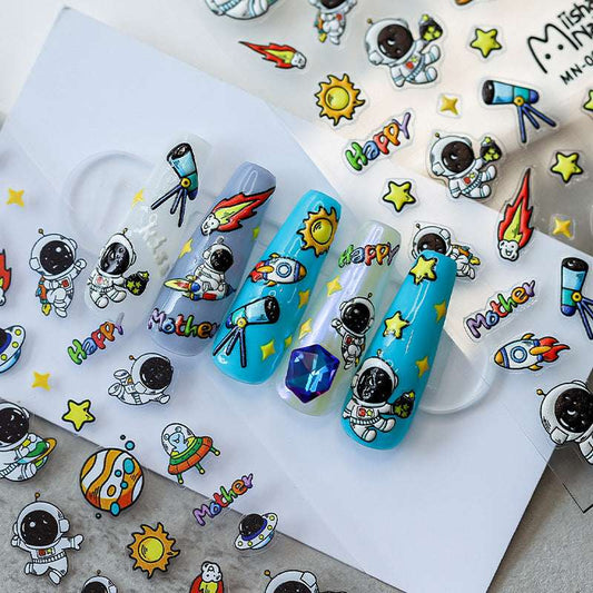 5D Spaceman Nail Stickers, Star Nail Decal (209) - TensorNailArt