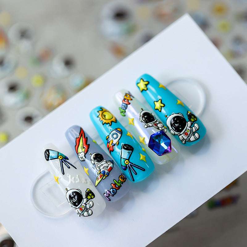 5D Spaceman Nail Stickers, Star Nail Decal (209) - TensorNailArt