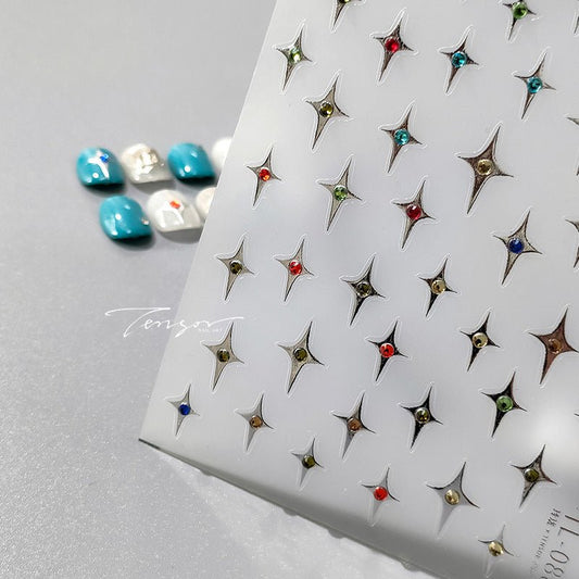 Star & Diamond Nail Stickers, Diamond Nail Decals(437) - TensorNailArt