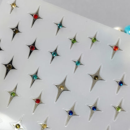 Star & Diamond Nail Stickers, Diamond Nail Decals(437) - TensorNailArt