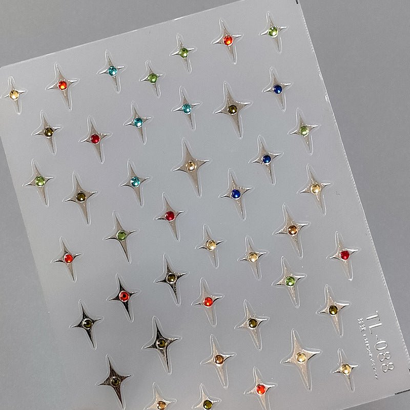 Star & Diamond Nail Stickers, Diamond Nail Decals(437) - TensorNailArt