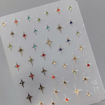 Star & Diamond Nail Stickers, Diamond Nail Decals(437) - TensorNailArt