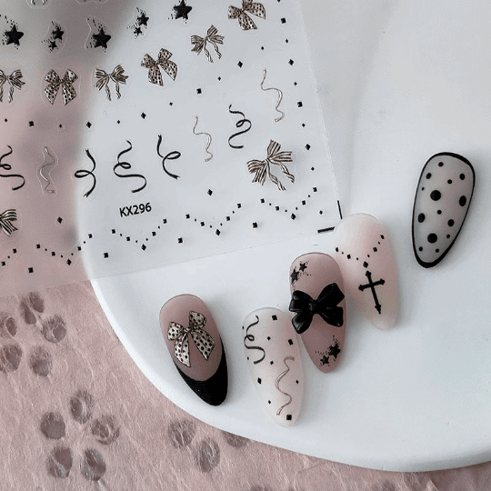 Polka Dot Bow Nail Stickers