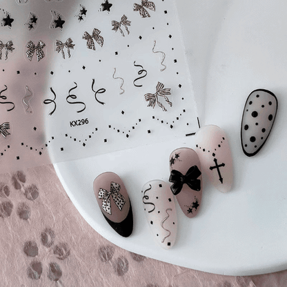 Polka Dot Bow Nail Stickers