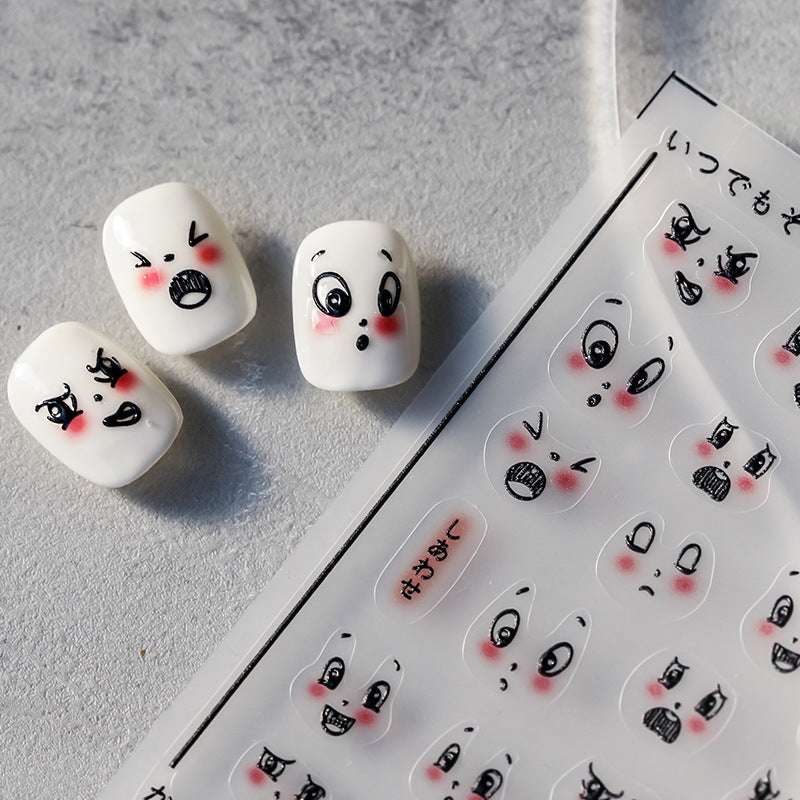 5D Emoji Nail Decals, Nails Art Stickers, Spring Embossed Nail Stickers (82) - TensorNailArt