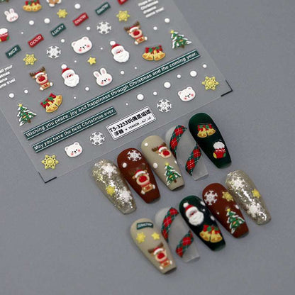 Animal Christmas Nail Stickers, Holiday Designs Nail Art Decals (398) - TensorNailArt