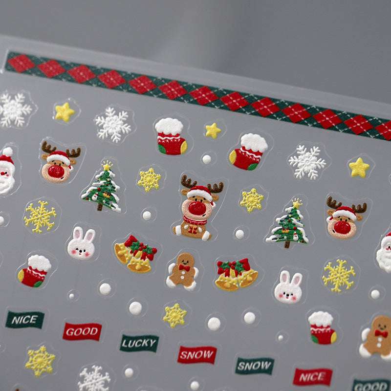 Animal Christmas Nail Stickers, Holiday Designs Nail Art Decals (398) - TensorNailArt