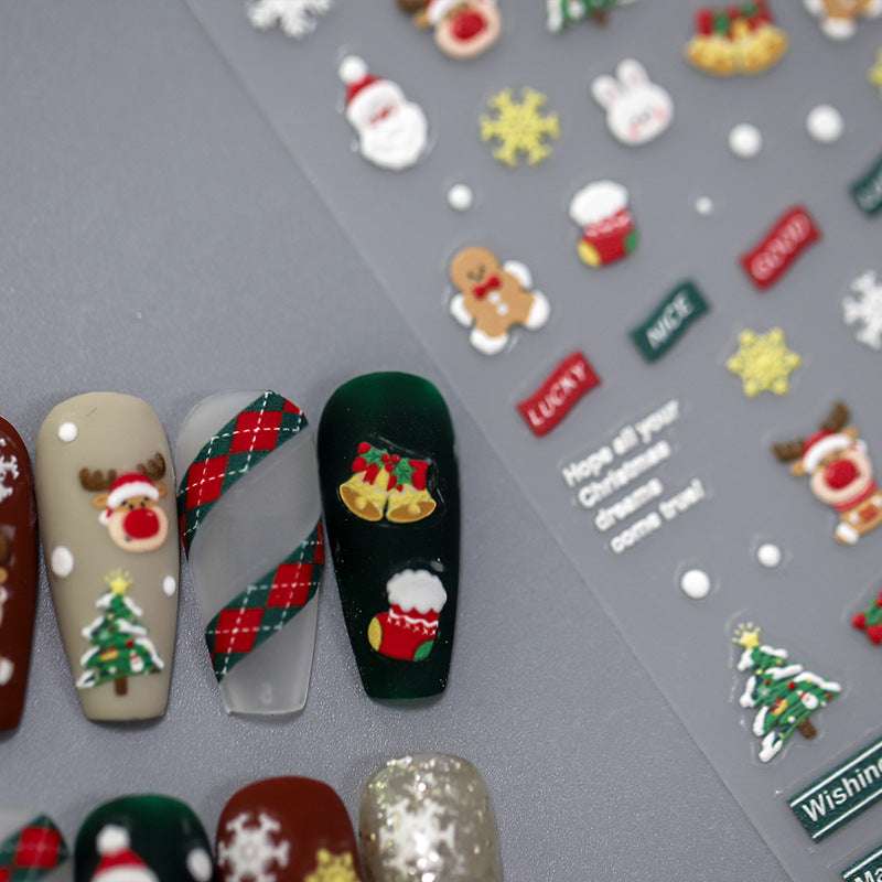 Animal Christmas Nail Stickers, Holiday Designs Nail Art Decals (398) - TensorNailArt