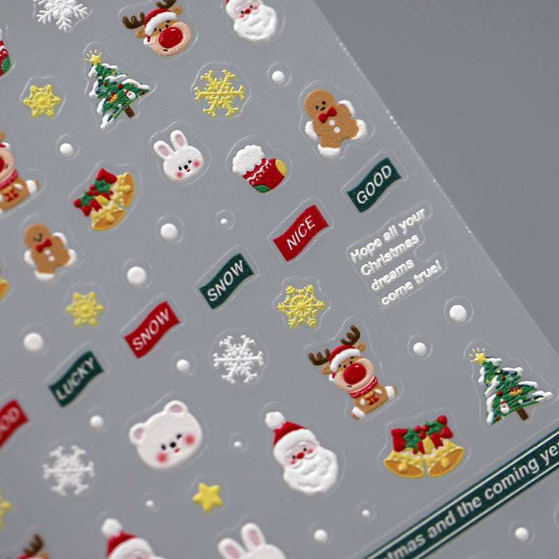 Animal Christmas Nail Stickers, Holiday Designs Nail Art Decals (398) - TensorNailArt