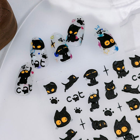 5D Black Cat Nail Art Stickers