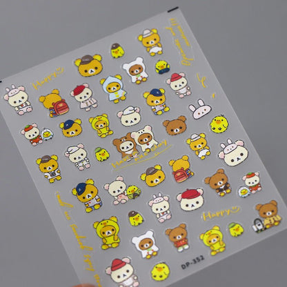 Bear Nail Art Stickers, Cartoon Nail Art Stickers (426) - TensorNailArt