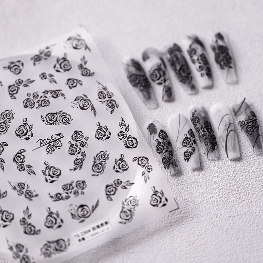 Black Rose Nail Stickers