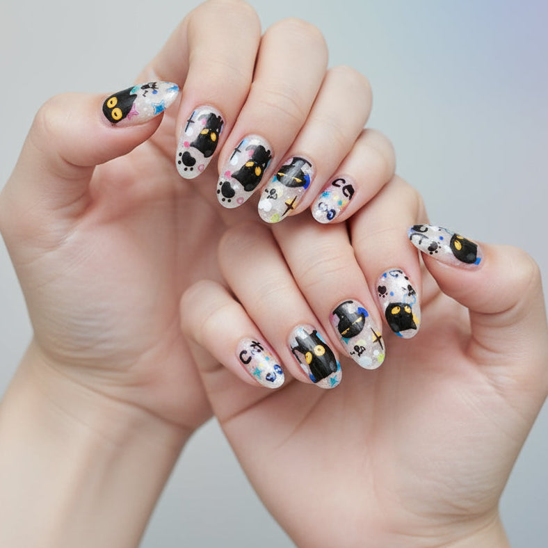 Black Cat Nail Art Stickers press on nails