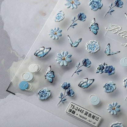 Blue Rose Nail Stickers